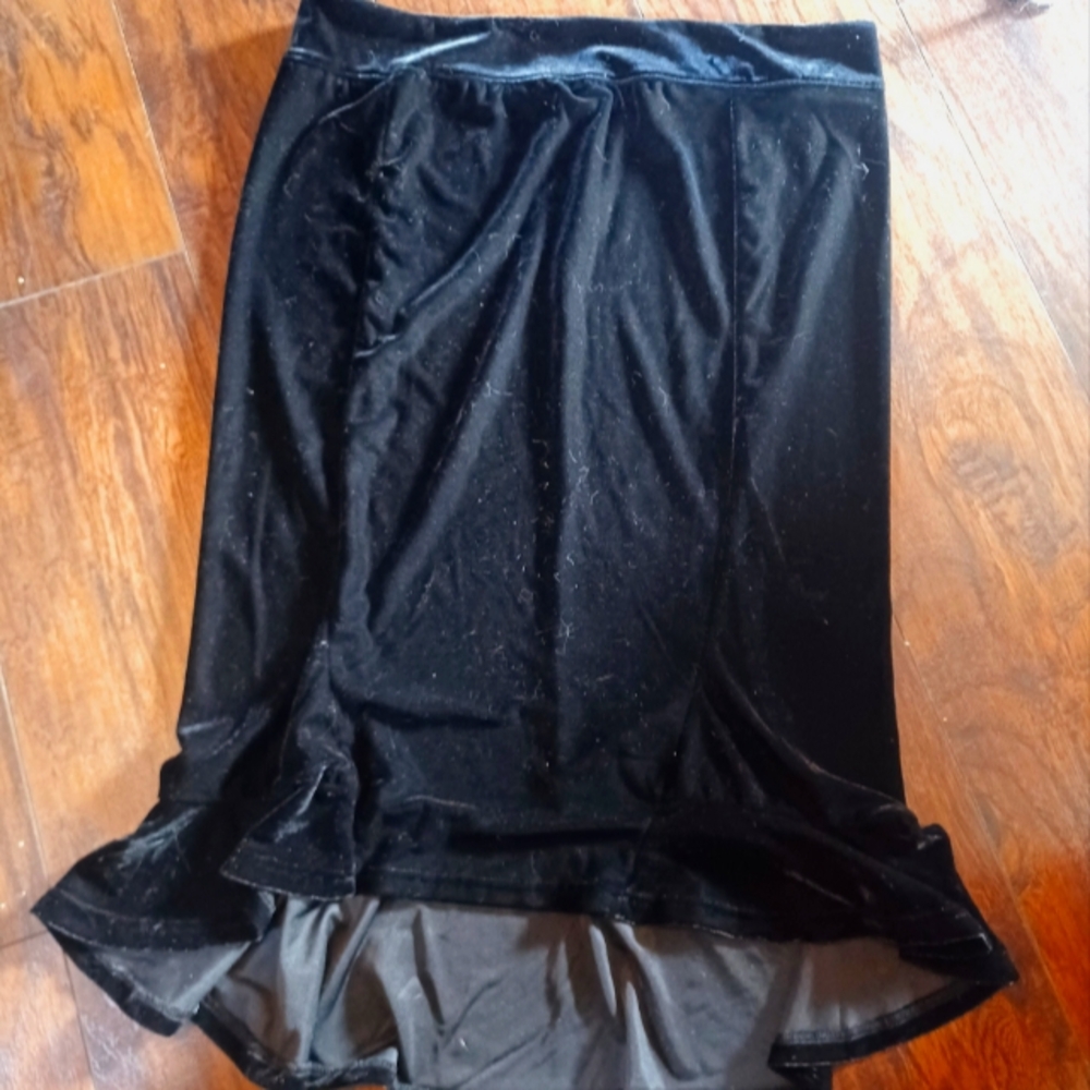 Killstar Wednesday Velvet Ruffle Midi Skirt Plus Size